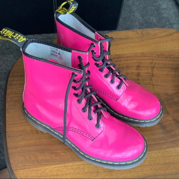 neon pink doc martens